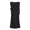 2024 Winter Women's European & American Style Off-the-Shoulder Ruched Sleeveless Dress