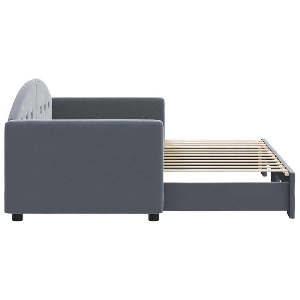 Pull Out Daybed Dark Gray 80 x 200 cm Velvet