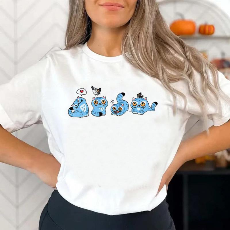Camiseta Casual Holgada Moda Estampada Manga Corta Cómoda para Mujer