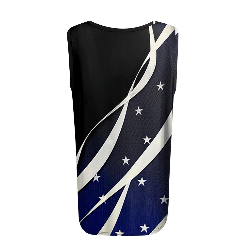 Dámské letní ležérní plisované tílko bez rukávů se čtvercovým výstřihem s potiskem