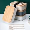 Wheat Straw Food Storage Box Rectangle Lunch Box Portable Student