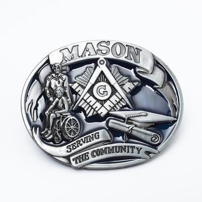 Retro Masonic Plate Buckle: American West-Inspired Fashion Belt