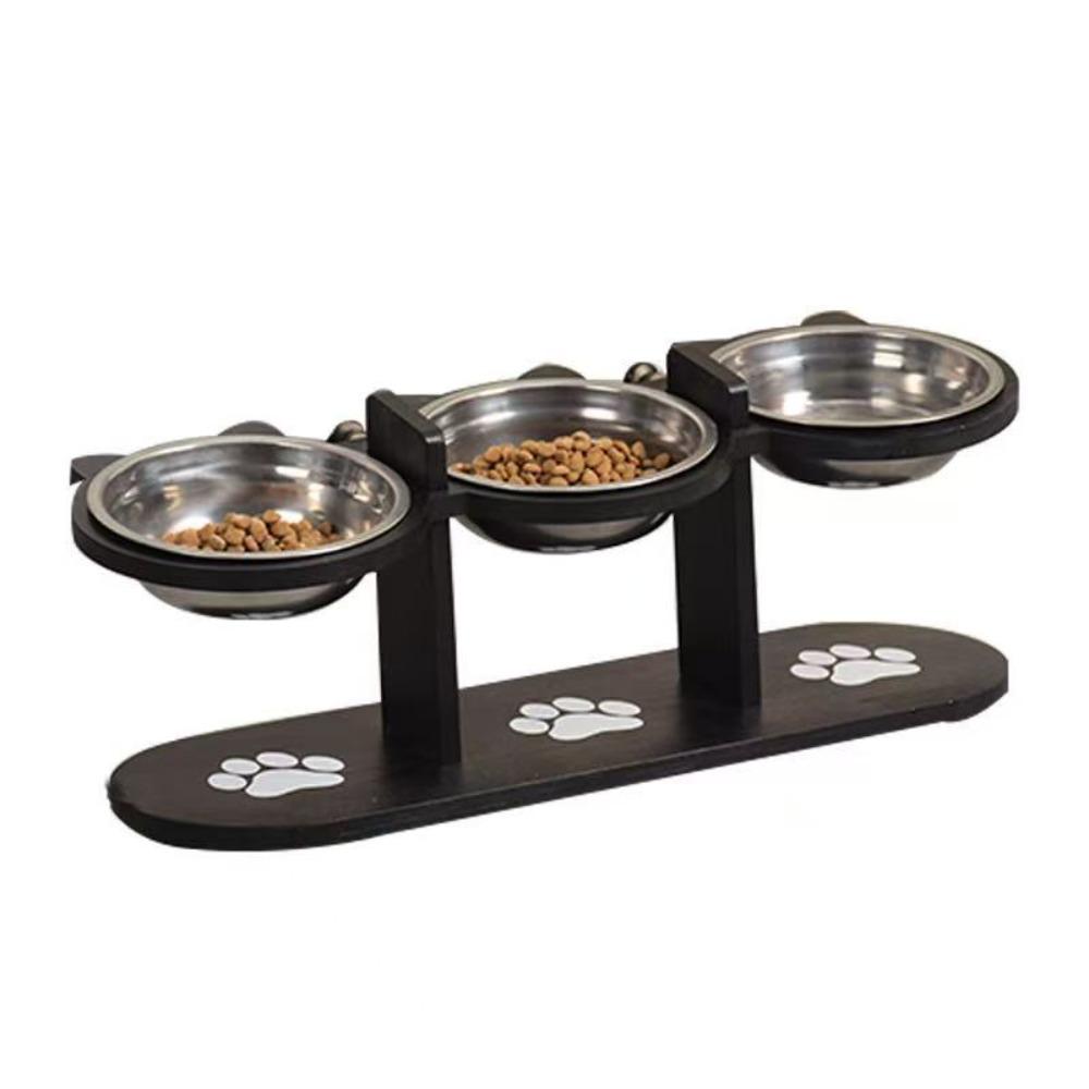3 In 1 Pet Food Feeder Stainless Steel Pet Water Bowl Cute Elevated Cat Dog Bowl  Pet Treats