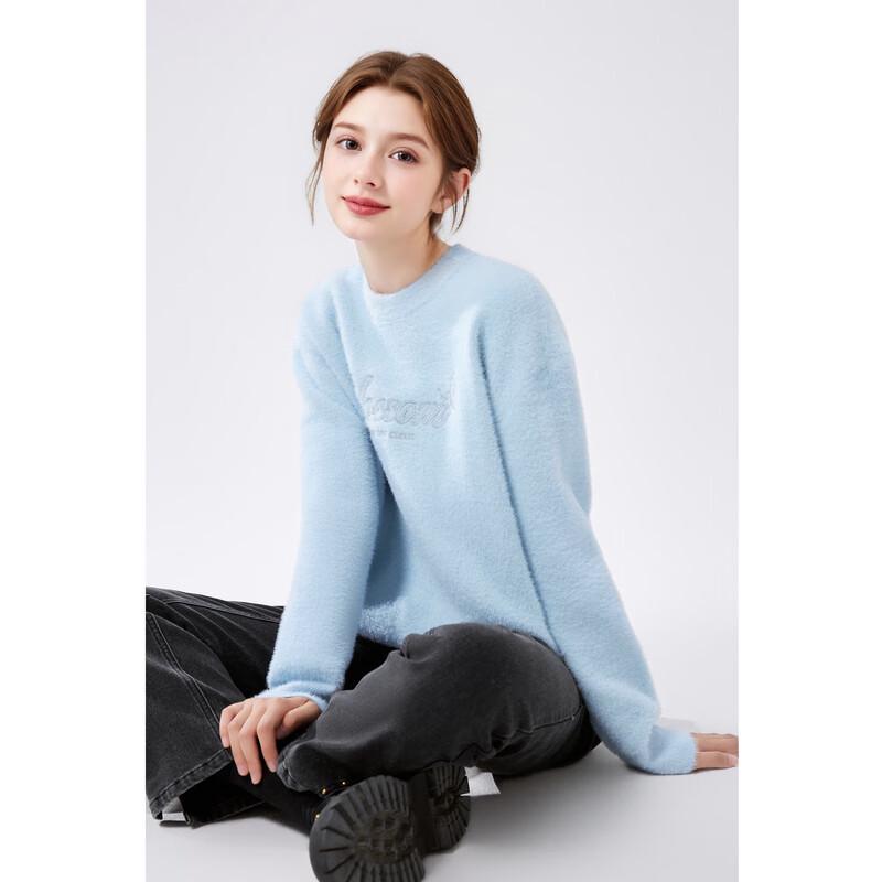 

Qiusbiyiren Women s Korean Style Embroidered Faux Mink Sweater M
