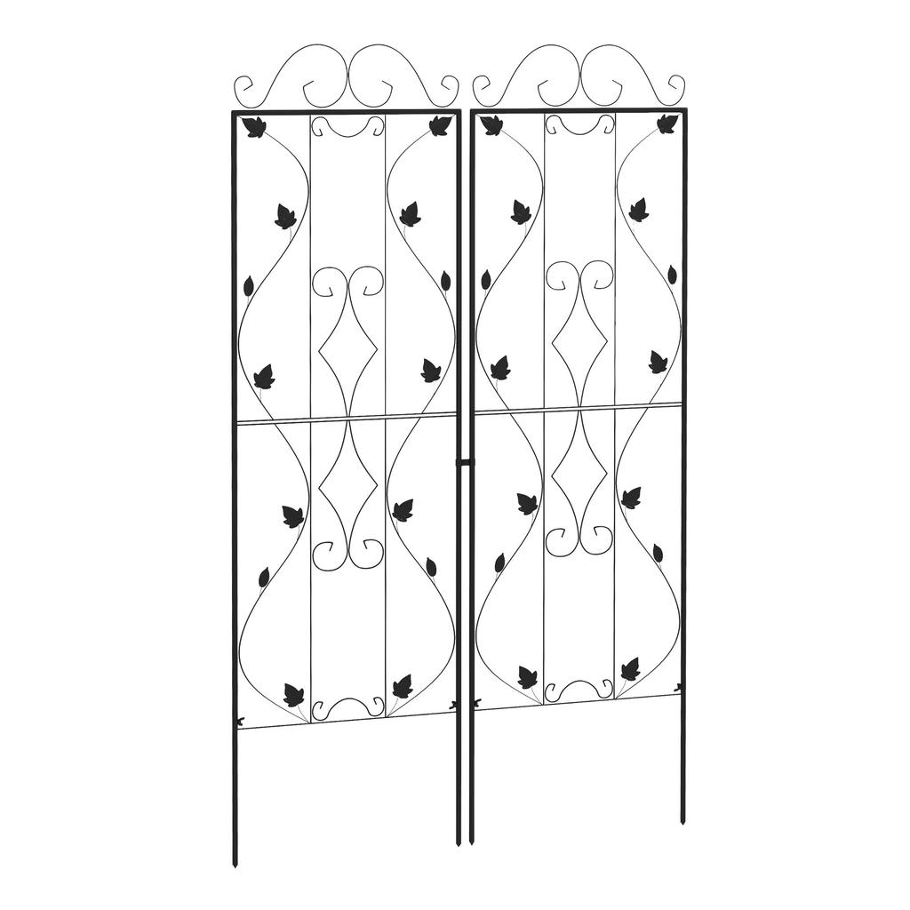 Metal Trellis Set Of 2 Garden Trellis For Climbing Plants Support Frames Leaf Design