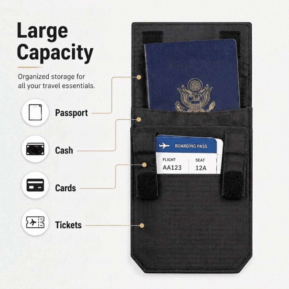 Cintura da Uomo Antifurto Portafoglio Scomparto Nascosto Cintura Borsa da Vita Mini Portafoglio Custodia Porta Carte di Credito