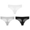 3Pcs Transparent Thong Panties Women Ultra-thin Sense Sexy Female Seamless Low-rise Solid Color T-pants Quick Drying Underwear