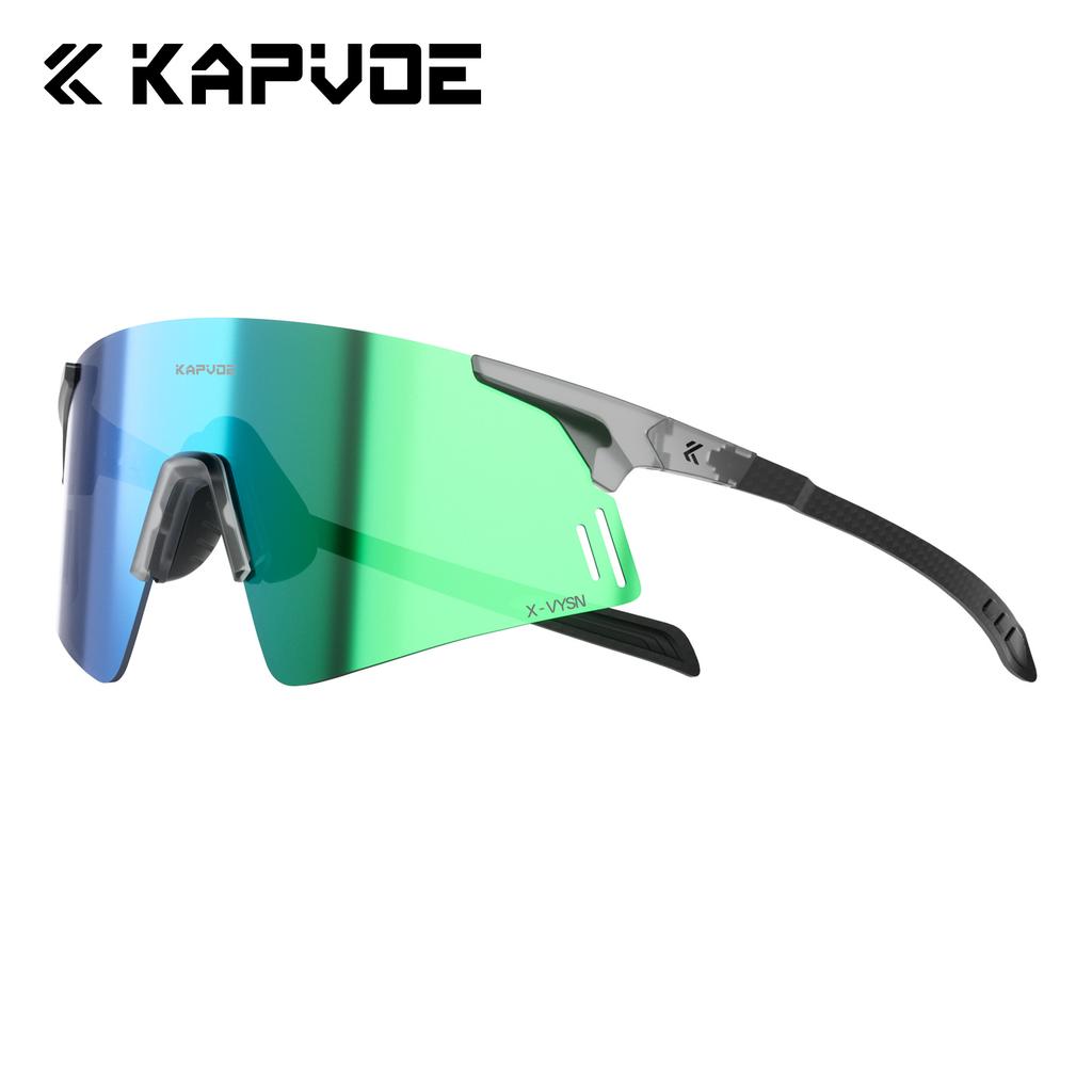 Kapvoe Lightweight Photochromic Rimless Sunglasses Real Carbon Fiber Cycling Glasses UV400 MTB Bike Running Men Sports Eyewear