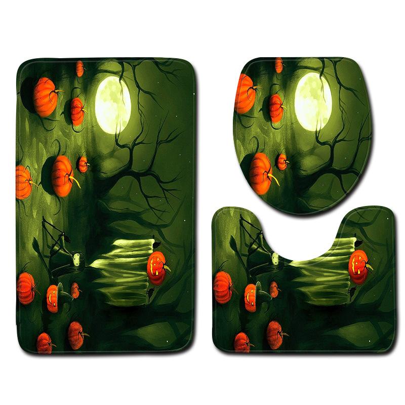 Halloween Bathroom Toilet Three-Piece Floor Mat Doormat Bathroom Carpet