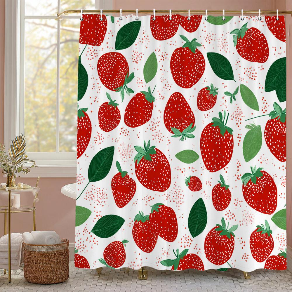 

Summer Fruit Shower Curtain Exotic Yellow Lemon Flower Green Leave Pattern Design Fabric Waterproof Bathroom Decor Bath Curtains 35x70in-90x180cm