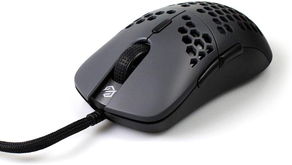 Gwolves Hati Edition Ultra Lightweight Honeycomb Design Wired Gaming Mouse 3360 Sensor - PTFE Skates - 6 Buttons - Only 61G (Gun Metal)