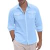Maglietta polo da uomo a maniche lunghe per primavera ed estate, design a doppia tasca, alla moda, casual, slim, traspirante, tinta unita, camicia da uomo a maniche lunghe