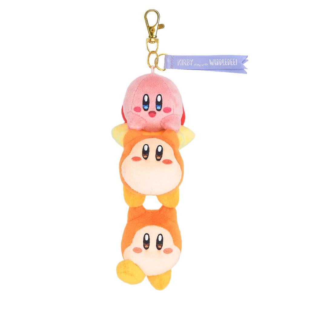 Sanei Boeki Kirby of the Stars Kirby Spiel mit Waddle Dee Maskottchen auf einem Warpstern B5 x T6 x H21cm Plüschtier KPWW10