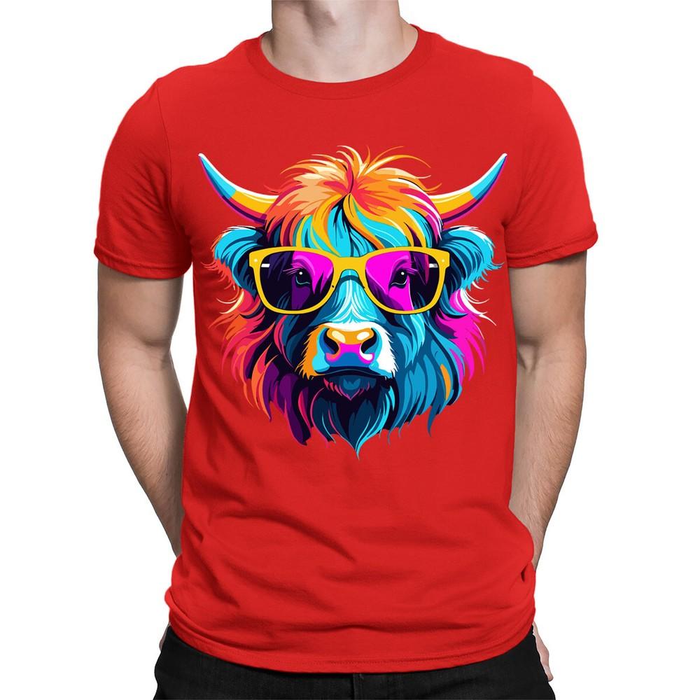 Colourful Highland Cow Scottish Farm Animal Funny Mens Womens TShirts TopTA10 2XL