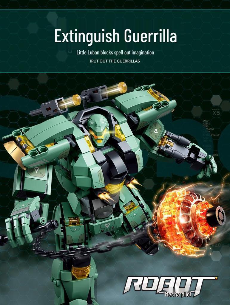 Little Luban B1120-52 Trident Athena Mecha Ember Guerrilla Building Block Toy