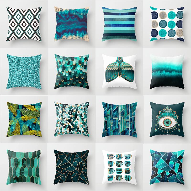 Writing A Notebook Unisex Green/Peach Nordic Geometric Leather Velvet Pillow Case Home Sofa Pillow Cushion Cover