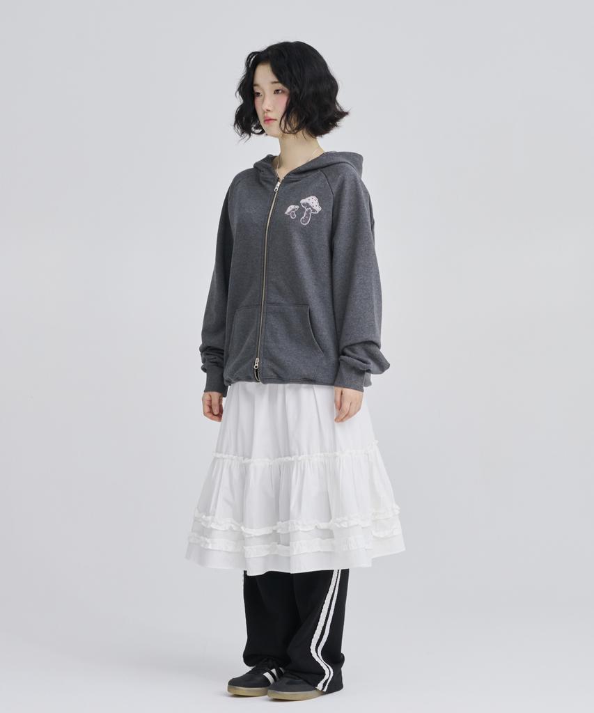 Awesome Studio Frill Shirred Tiered Midi Skirt White