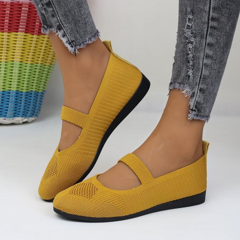 Women's Pointed Toe Flat Shoes Fashion New Knitted Slip-on Women's Casual Comfortable Breathable Ballet Flat Loafers
