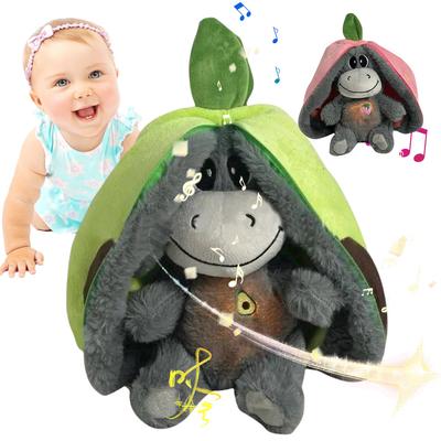 Breathing Stuffed Animal Baby Soother with Realistic Breathing Motion and Lights Donkey Doll Plush Toy for Kids Birthday Gift