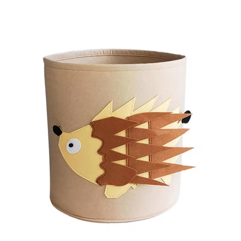 Toy Storage Bucket Animal Decor Cartoon Baby Felt Storage Bucket For Play Room Toy Organizer Washable Dirty Clothes Bucket