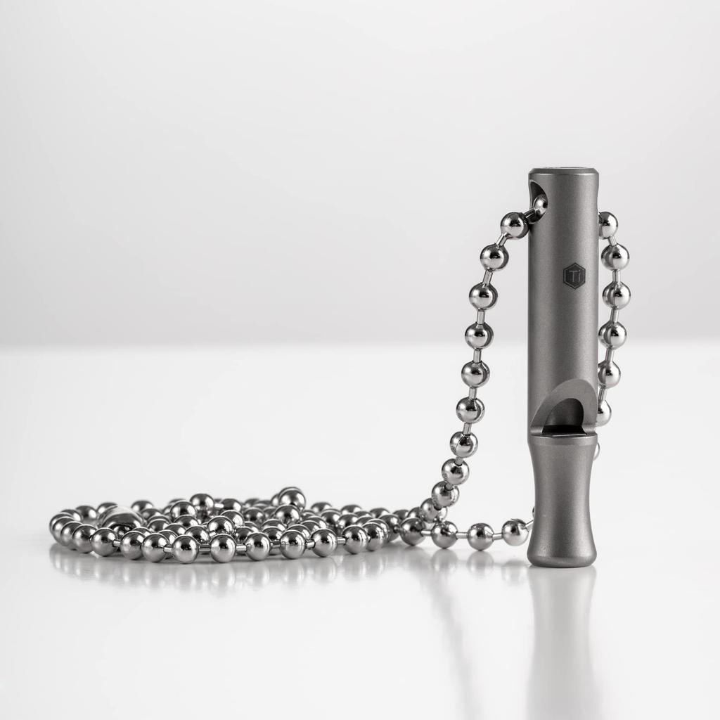 Apito de Titânio KeyUnity com Cordão, KA22, Som Alto, Leve, Durável, Afugentador de Ursos, Apito de Emergência, Suprimentos de Emergência, Apito para Ursos, Moun