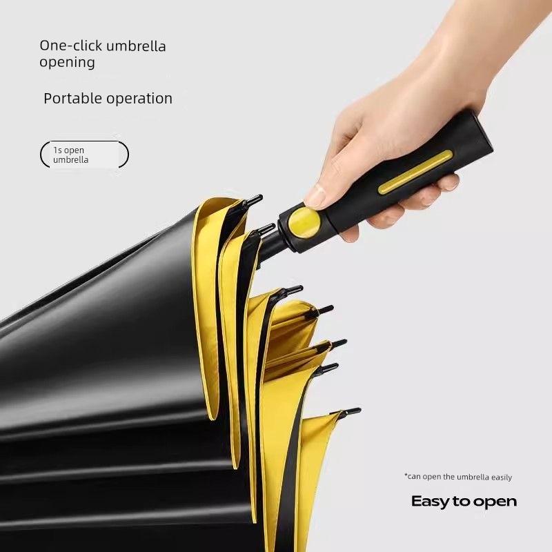 Golf Umbrella, Reinforced, Wind-Resistant, Enlarged, Thickened, Automatic, Portable, Black-Coated, Sunshade, Sun Protection, Dual-Use for Sun and