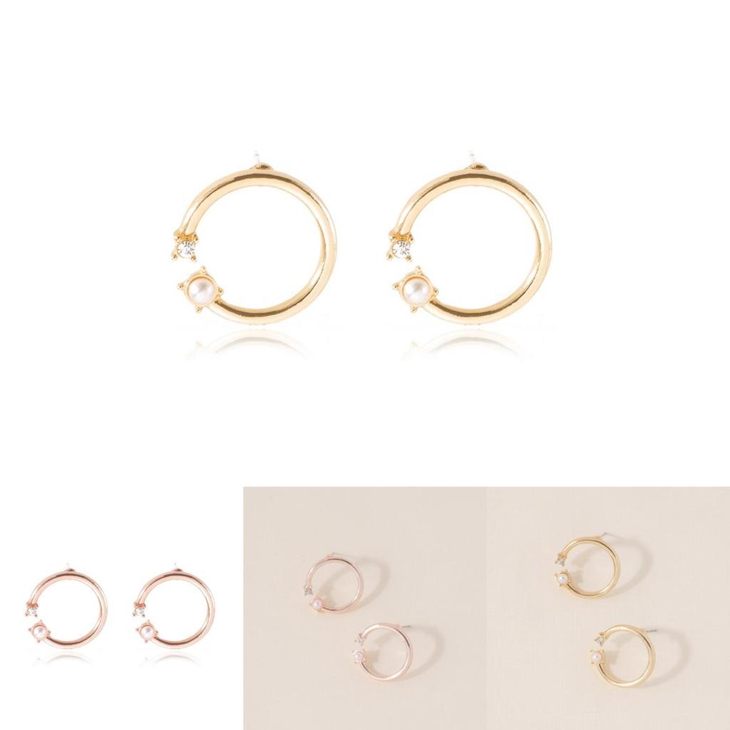 Modern Round Alloy Pearl And Diamond Stud Earrings Summer 2021 Fashion