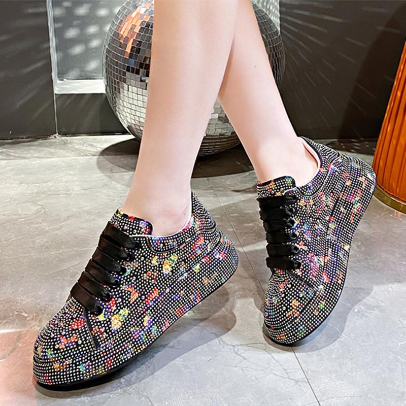 Fashion Luxury Crystal Rhinestone Women's Sneaker Fashion Butterfly Print Sports Shoes for Women Light Breathable Comfort Casual Flats