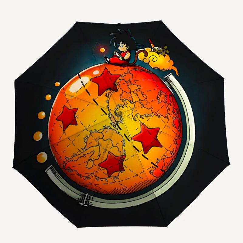 

1pc Dragon Ball Z, Earth Automatic Umbrella 8 Rib Portable Folding Black Iron Frame for Outdoor, Beach, Travel, Beach Umbrella 163