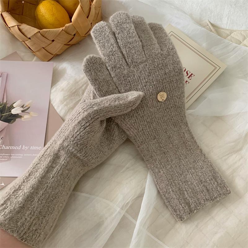 Neujahrsrote gestrickte Wollhandschuhe für Damen Winter Koreanischer Stil Fingerlos Touchscreen Studentenpaare zum Warmhalten