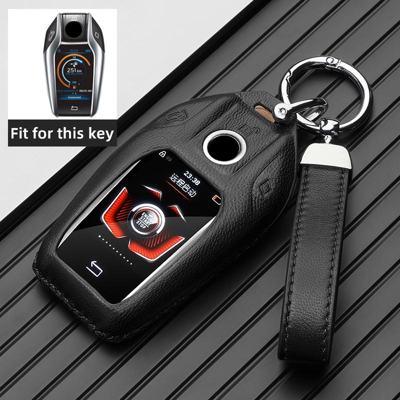 Leather Car Key Case LCD Smart Remote Cover LED Display Shell Fob for BMW G11 G12 G30 G31 G01 G02 5 7 Series X5 X7 M5 M8 M760Li