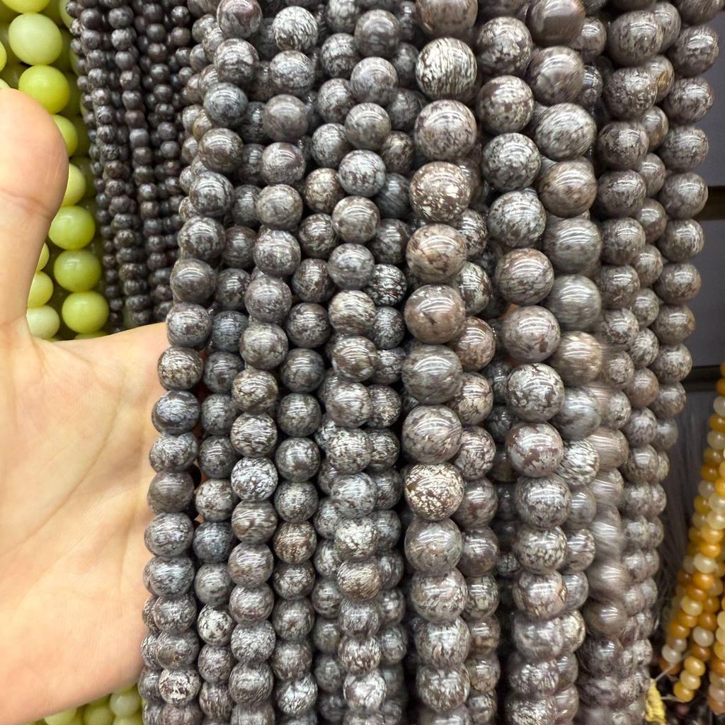 Coffee Snowflake Agate Round Beads for DIY Jewelry Accessories, Bracelets, and Necklaces.