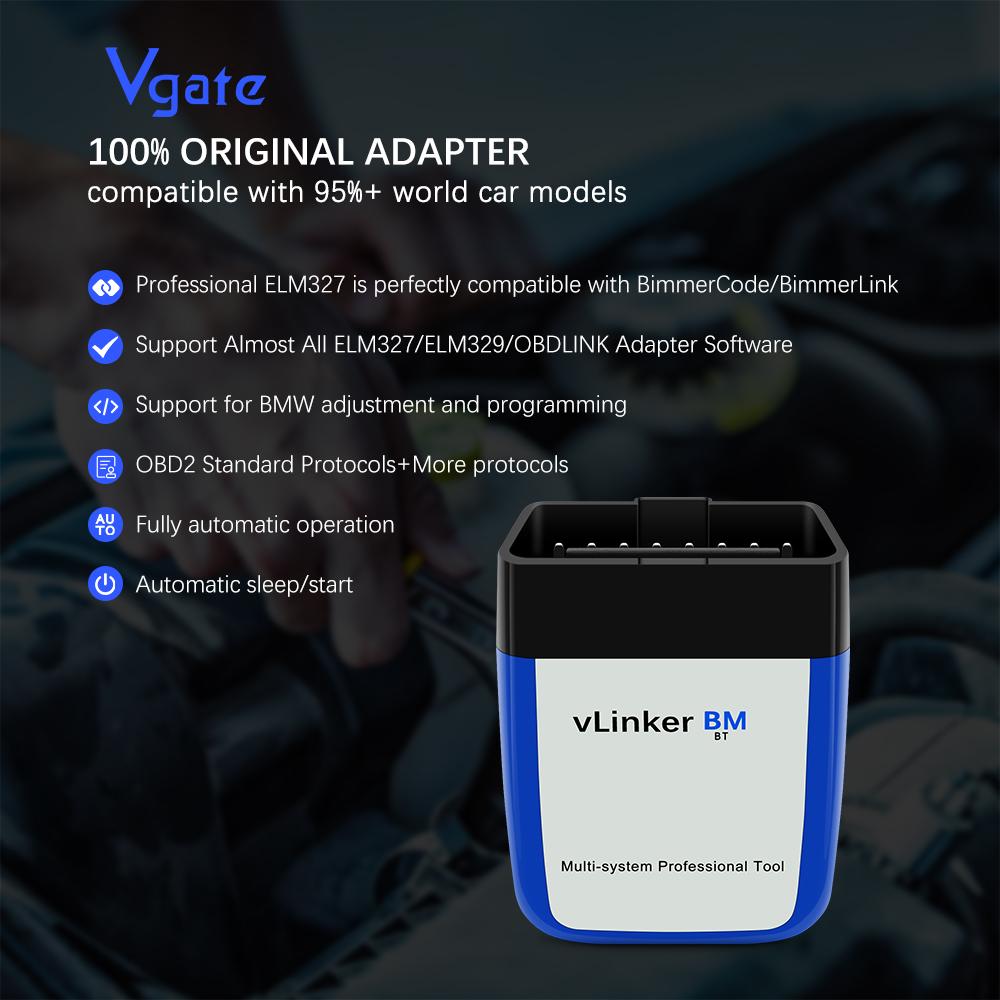 Vgate VLinker BM For BMW Bimmercode Bimmerlink Bluetooth 3.0 Elm327 Car Diagnostic Auto Scan Tool ELM 327 OBD Scanner
