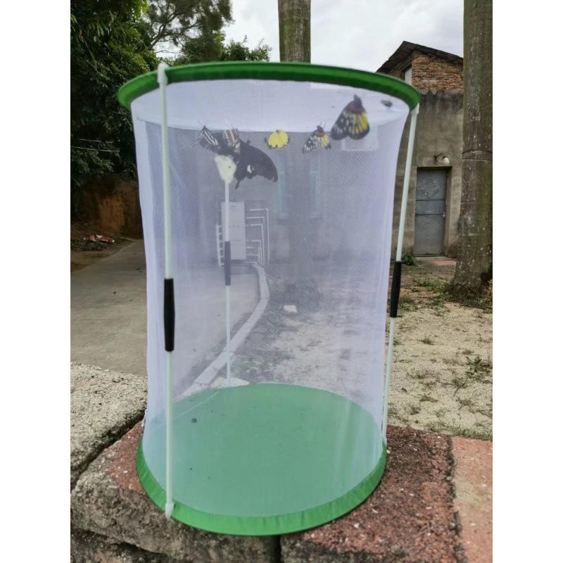 Cylindrical Butterfly Habitat Cage Transparent Mesh Insect Enclosure for Educational Display & Pet Keeping 30x40cm белый