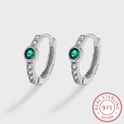 Pendientes de plata de ley S925 con circonita verde brillante a la moda para mujer, pendientes de circonita AAAA brillantes, regalo de aniversario, adornos de plata esterlina