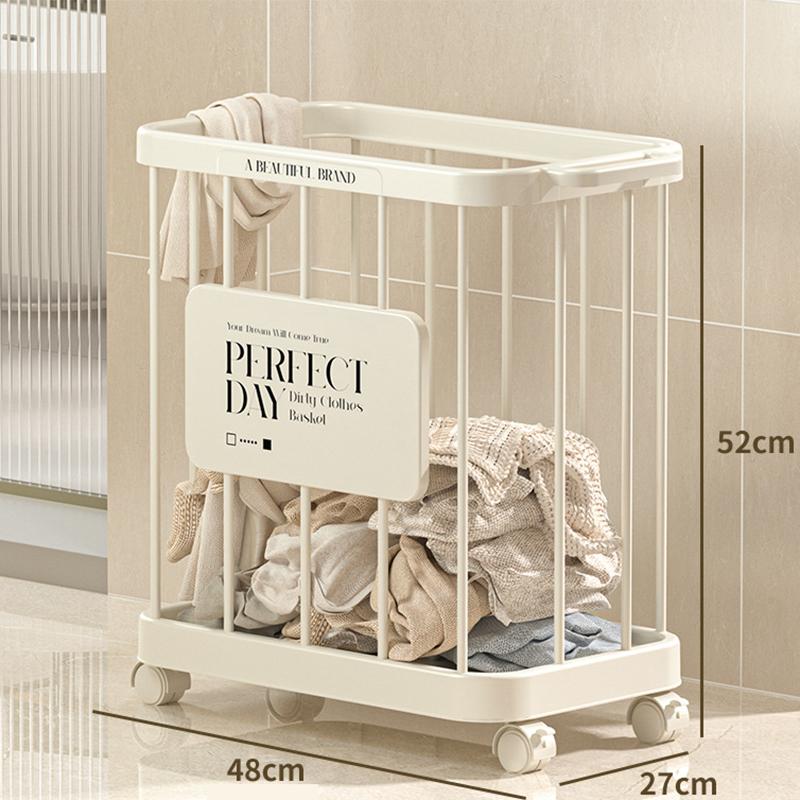 Movable Dirty Clothes Storage Basket  Large Capacity Clothes Storage Container for Dirty Hamper Washing Clothes Storage Basket