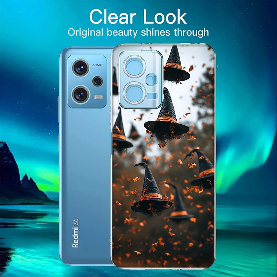 Halloween Wizard Hat Horror Fun Phone Case For Redmi 12 13C 12C 15C 9 10 10C Note 13 Pro Plus 14 15 Pro 9T 9C 9A TPU Soft Cover