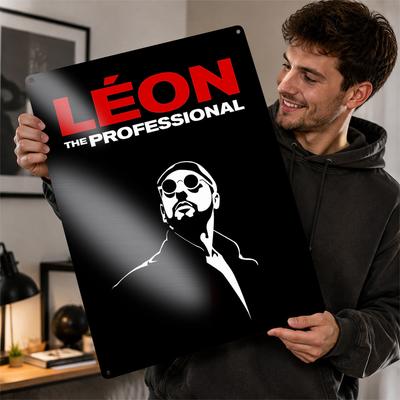 Leon Der Profi Metallposter Perfektes Geschenk für Fans Liebhaber Personalisierte Wandkunst Metallschild für Spielzimmer Dekoration Mann