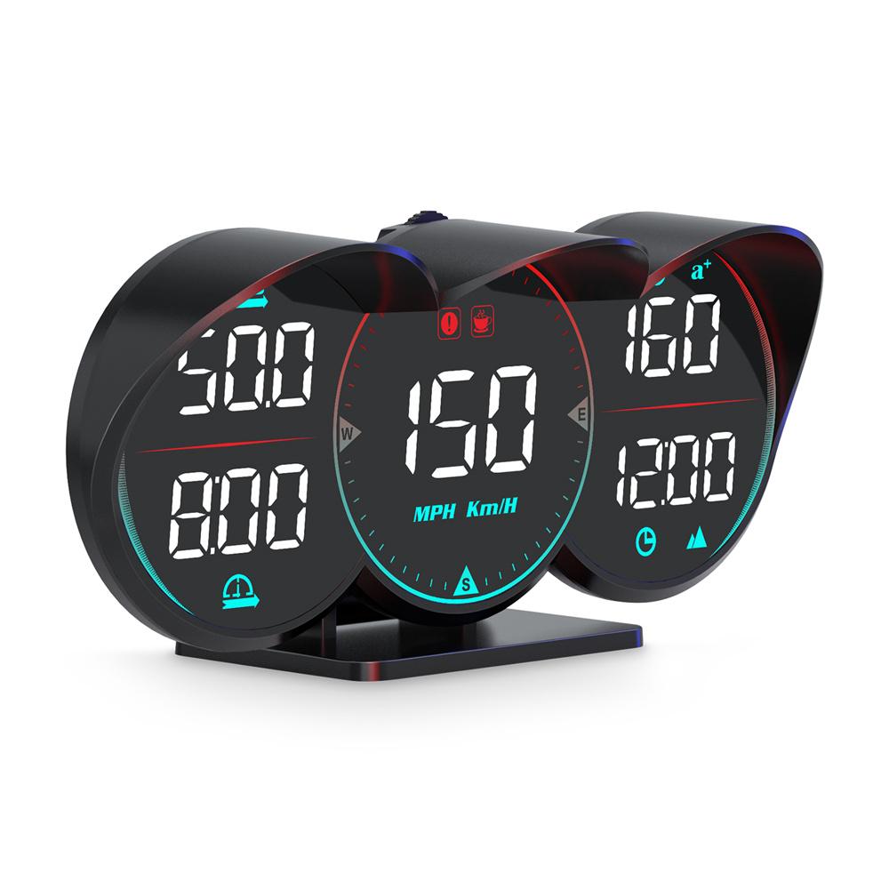 HUD GPS Heads Up Display LCD Speedometer Over-speed Alarm Fatigue Driving Alarm