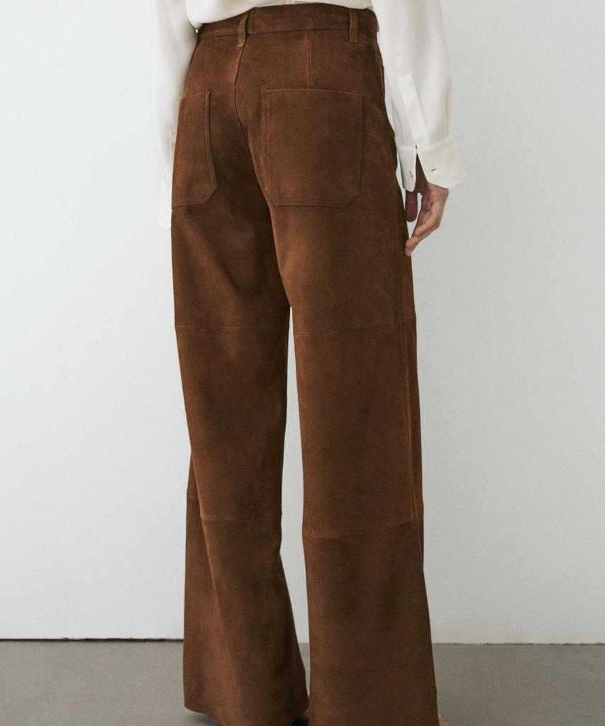 Masimodutti Wide Suede Leather Pocket Pants