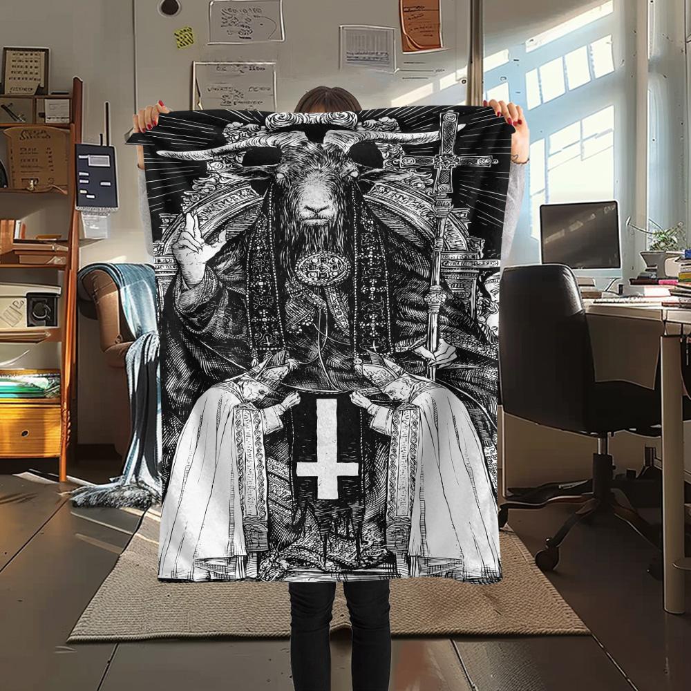 1PC Religion Print FlAannel Blanket, High quality Comfortable for All Seasons, Home Decor, Warmth and Comfort