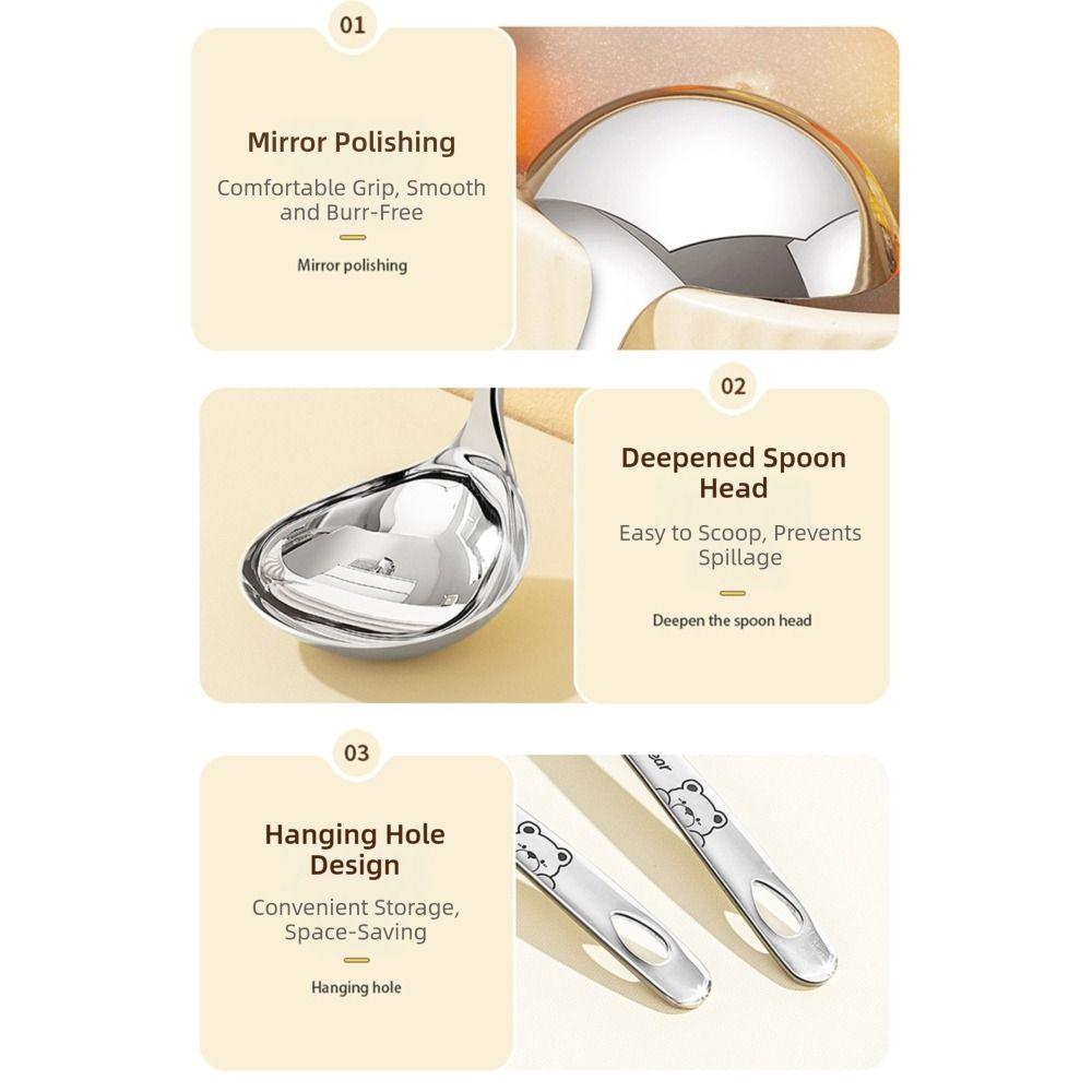 316 Stainless Steel Long Handled Soup Spoon Silver Large Capacity Slotted Spoon High Temperature Resistance Easy To Clean
