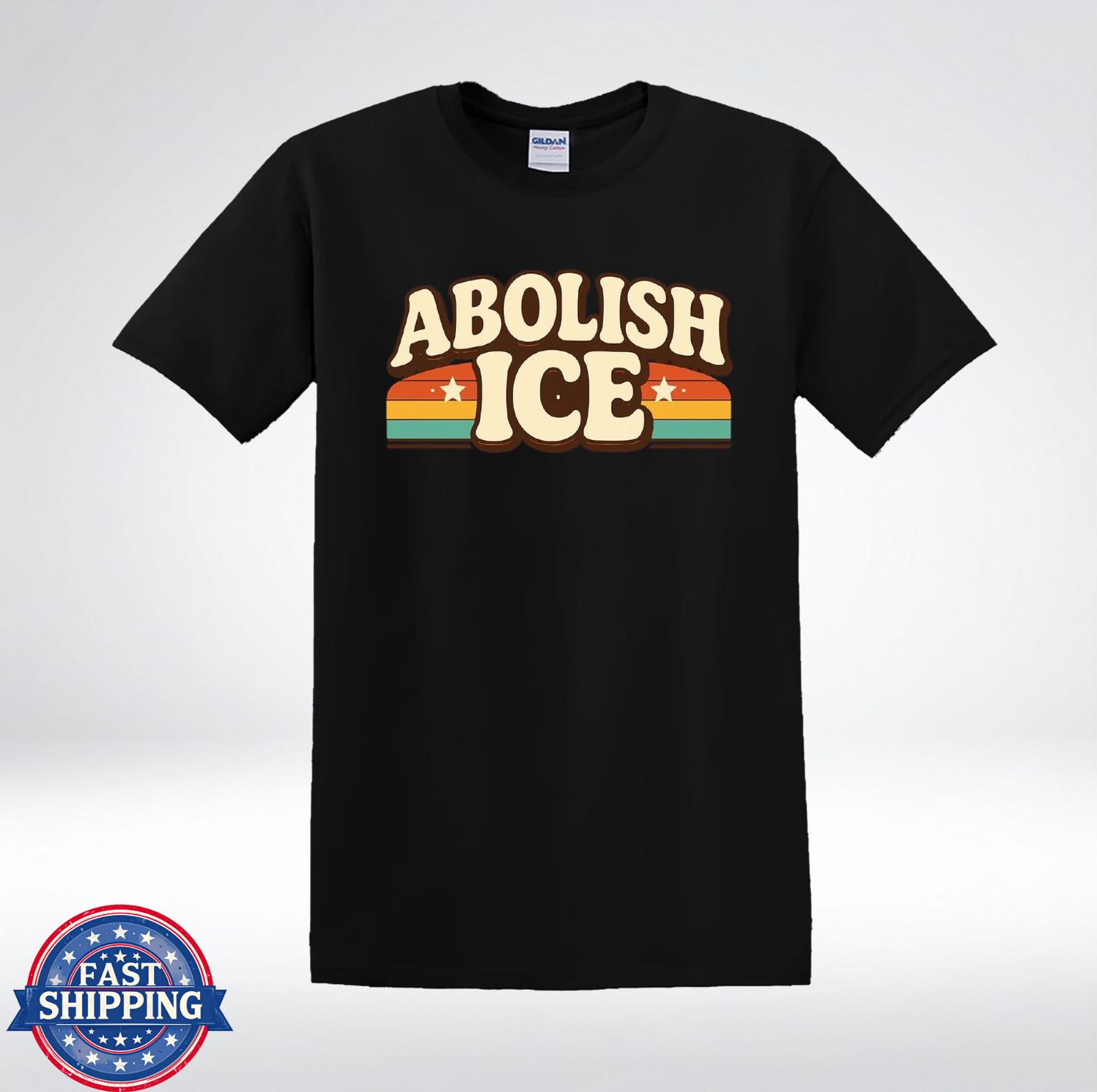 Abolish ICE Retro Rainbow Protest Graphic Unisex T-Shirt M