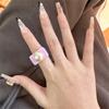 New Punk Ring Gold Color Bead Transparent Resin Acrylic Square Rings For Women Party Friends Gift Trendy Jewelry Hip Hop Rings