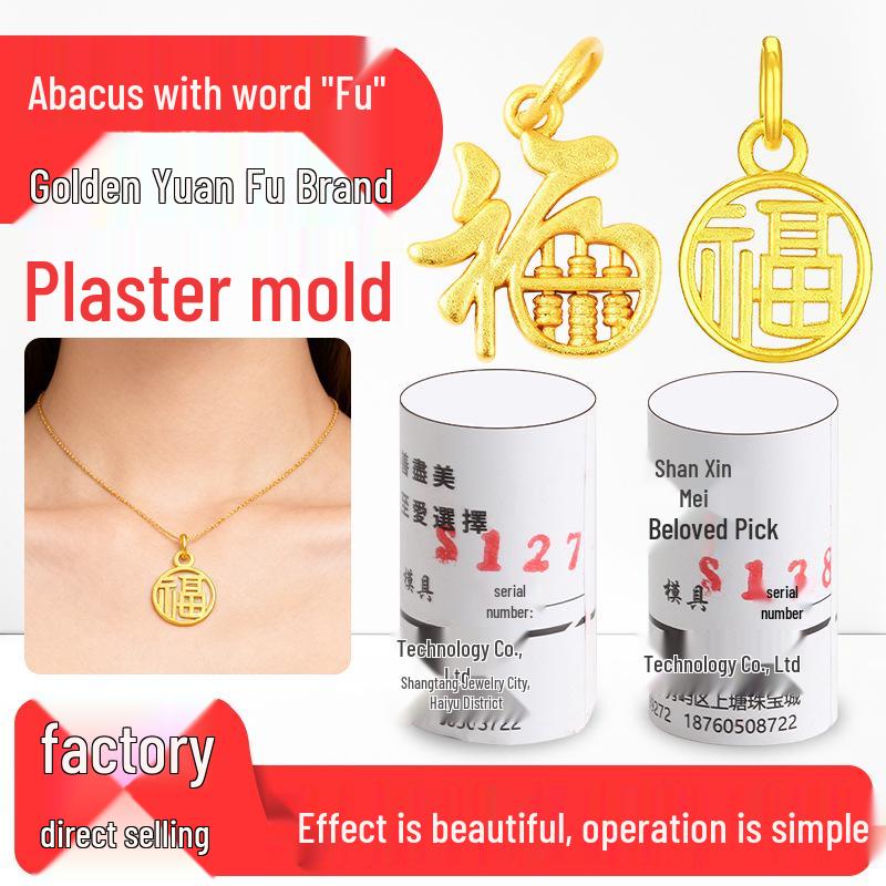 Fu Character Abacus Pendant Mold: DIY Jewelry for Luck & Wealth in Gold & Silver