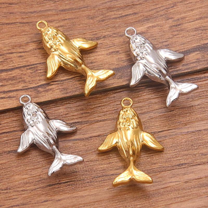 1Pcs 17X25mm Stainless Steel Jewelry Accessories Whale Pendant