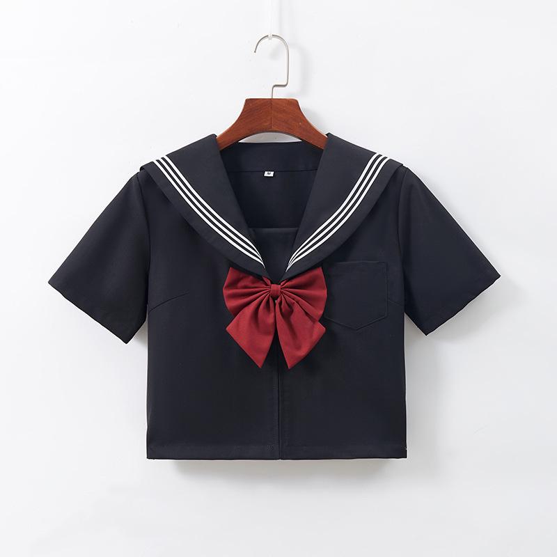 Authentic Black Sailor Uniform Set - Academy Style with Pleated Skirt
