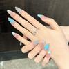 Almond False Nails Ocean Style 3D Carving Design 10 Pieces Lightweight Comfortable Wear
