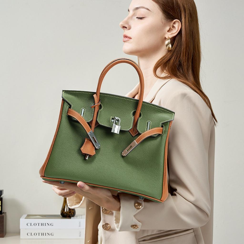 Niche High-end Leather Messenger Tote Portable Women's Bag Commuter TOGO First-layer Cowhide Contrasting Bag