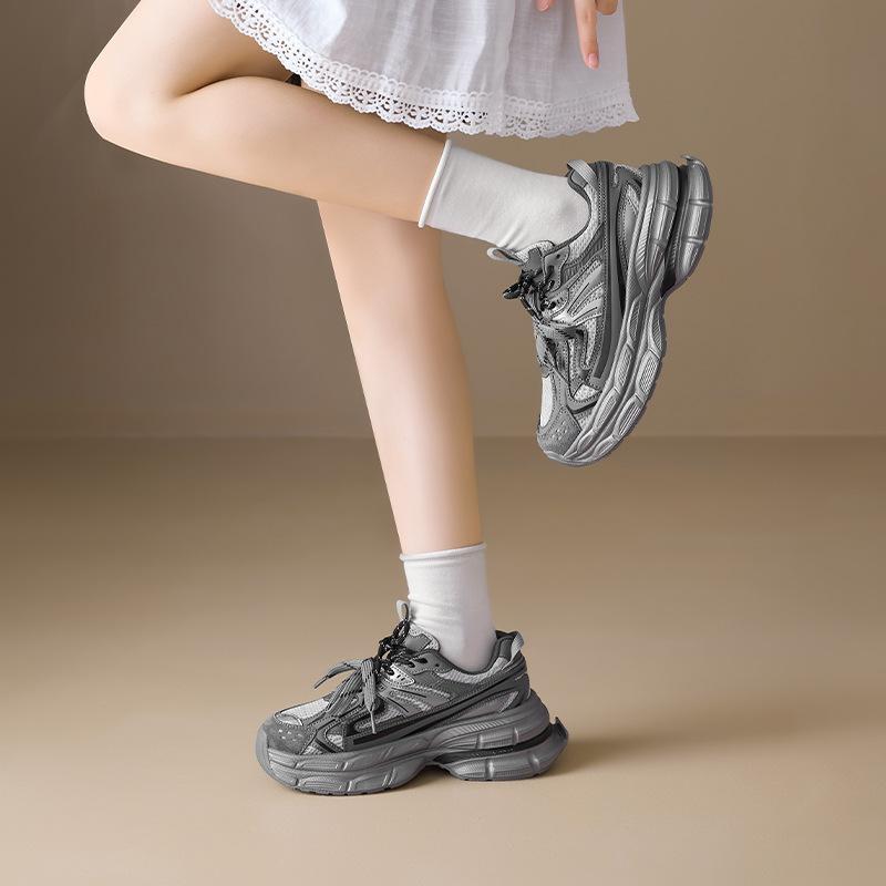 Szare buty typu dad shoes nowe sneakersy na platformie latem